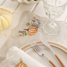 KM Home Collection-2'li Set Balkabağı İşlemeli Keten Peçete-Peçete-2-Milagron.com