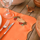 KM Home Collection-2'li Set Balkabağı İşlemeli Pamuk Amerikan Servis-Sunum Aksesuarları-2-Milagron.com