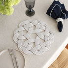 KM Home Collection-2'li Set Beyaz Halatlı Amerikan Servis-Sunum Aksesuarları-1-Milagron.com