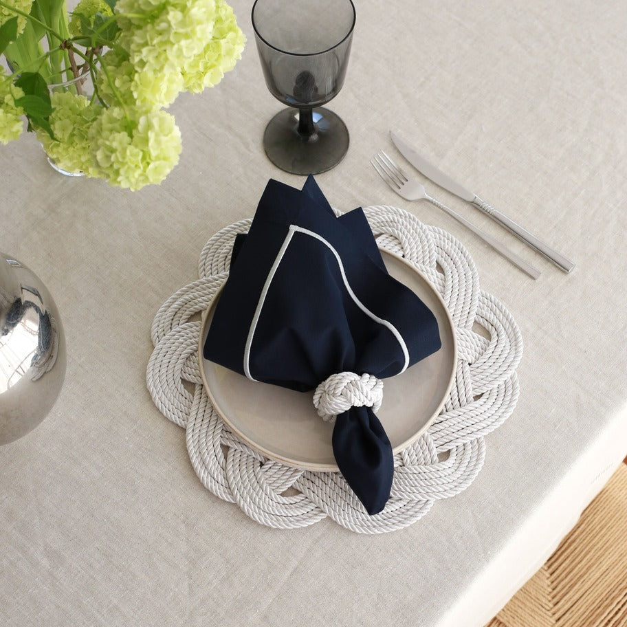 KM Home Collection-2'li Set Beyaz Halatlı Amerikan Servis-Sunum Aksesuarları-3-Milagron.com