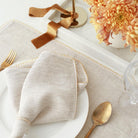 KM Home Collection-2'li Set Boncuk İşlemeli Keten Peçete-Peçete-1-Milagron.com