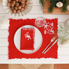 KM Home Collection-2'li Set Geyik İşlemeli Pamuk Amerikan Servis-Sunum Aksesuarları-1-Milagron.com