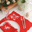 KM Home Collection-2'li Set Geyik İşlemeli Pamuk Amerikan Servis-Sunum Aksesuarları-2-Milagron.com