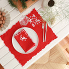 KM Home Collection-2'li Set Geyik İşlemeli Pamuk Amerikan Servis-Sunum Aksesuarları-3-Milagron.com