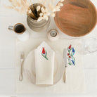 KM Home Collection-2'li Set Kırmızı Lale İşlemeli Keten Amerikan Servis-Sunum Aksesuarları-1-Milagron.com