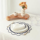 KM Home Collection-2'li Set Lacivert Yaprak İşlemeli Keten Peçete-Peçete-3-Milagron.com