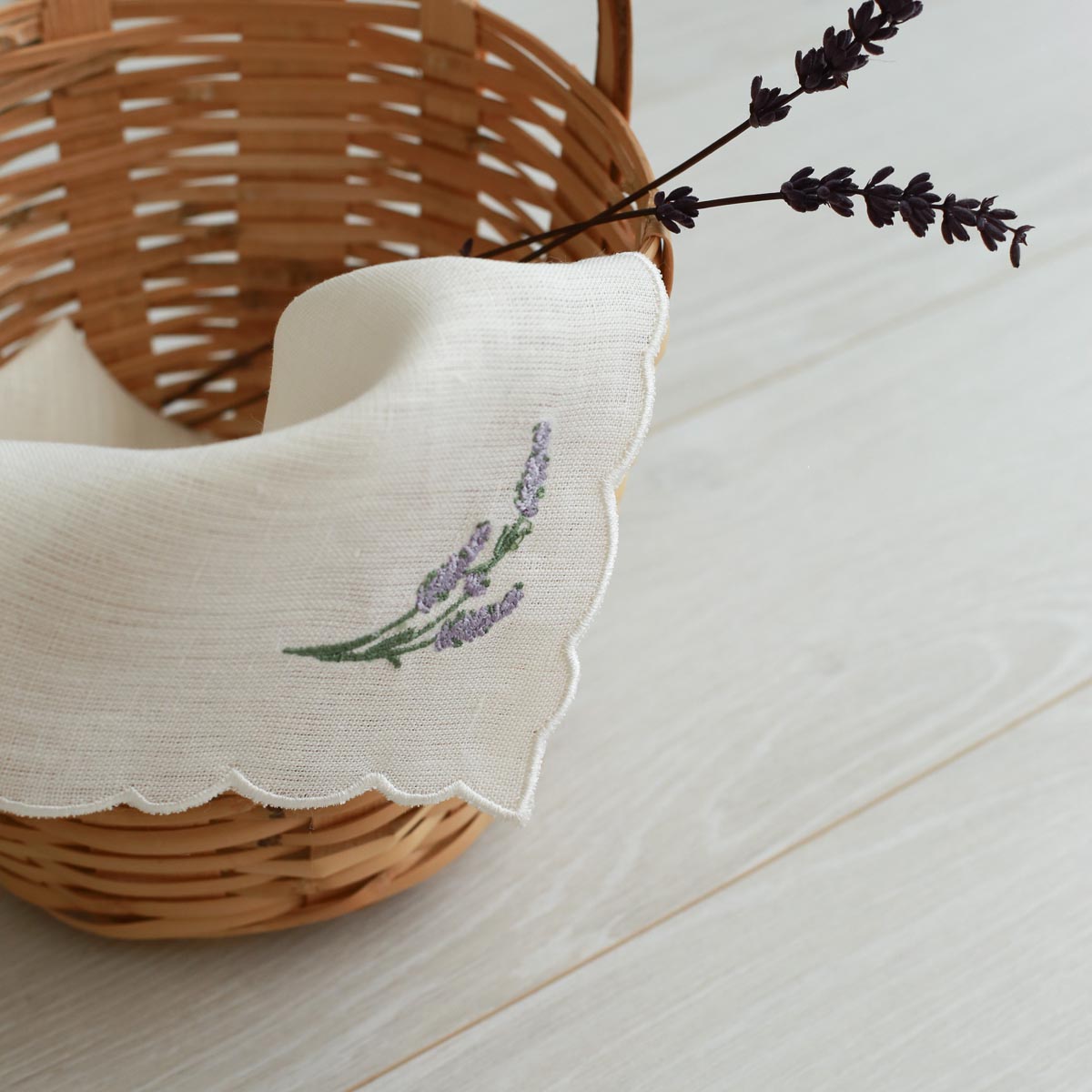 KM Home Collection-2'li Set Lavanta İşlemeli Keten Peçete-Peçete-3-Milagron.com