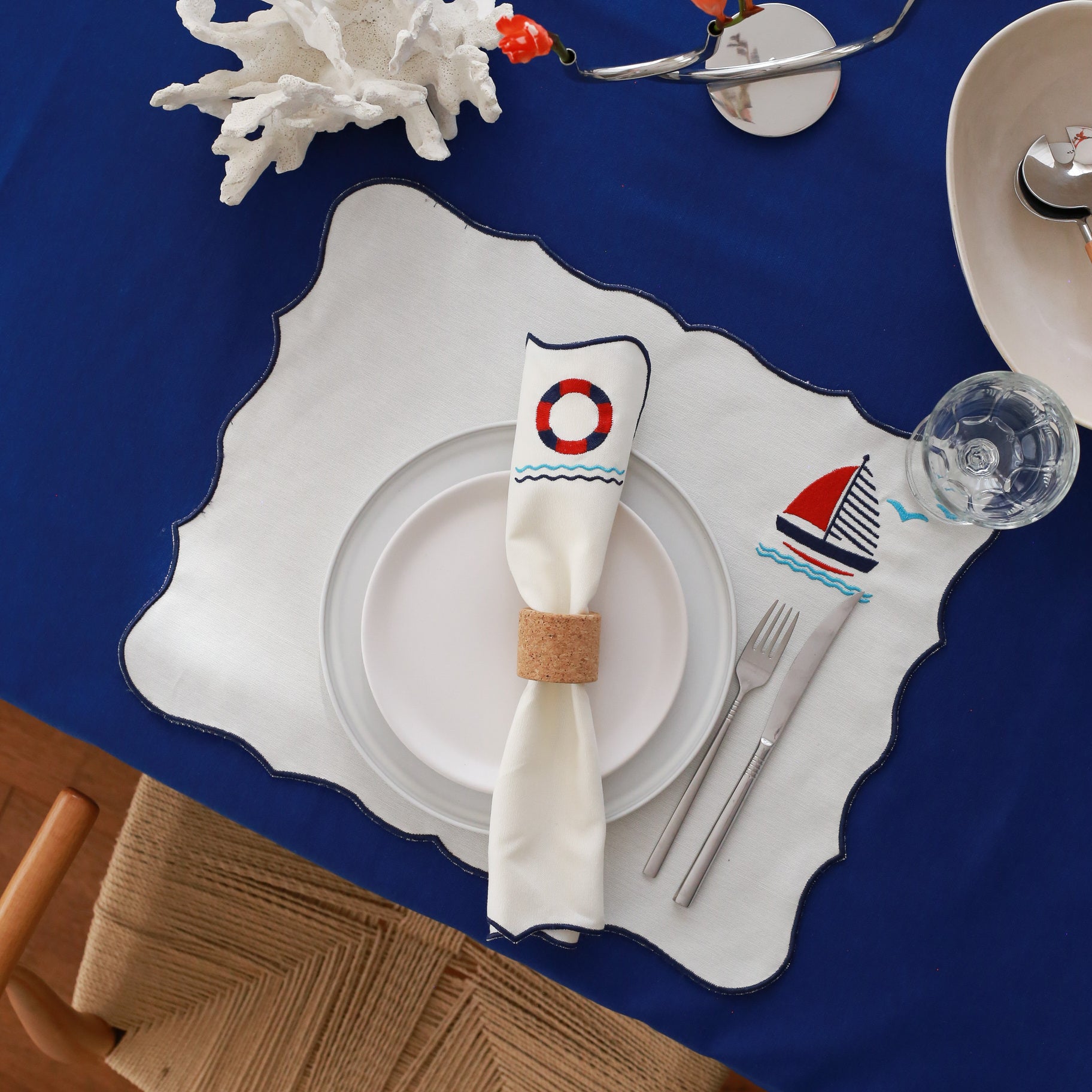 KM Home Collection-2'li Set Navigare Pamuk Amerikan Servis-Sunum Aksesuarları-3-Milagron.com