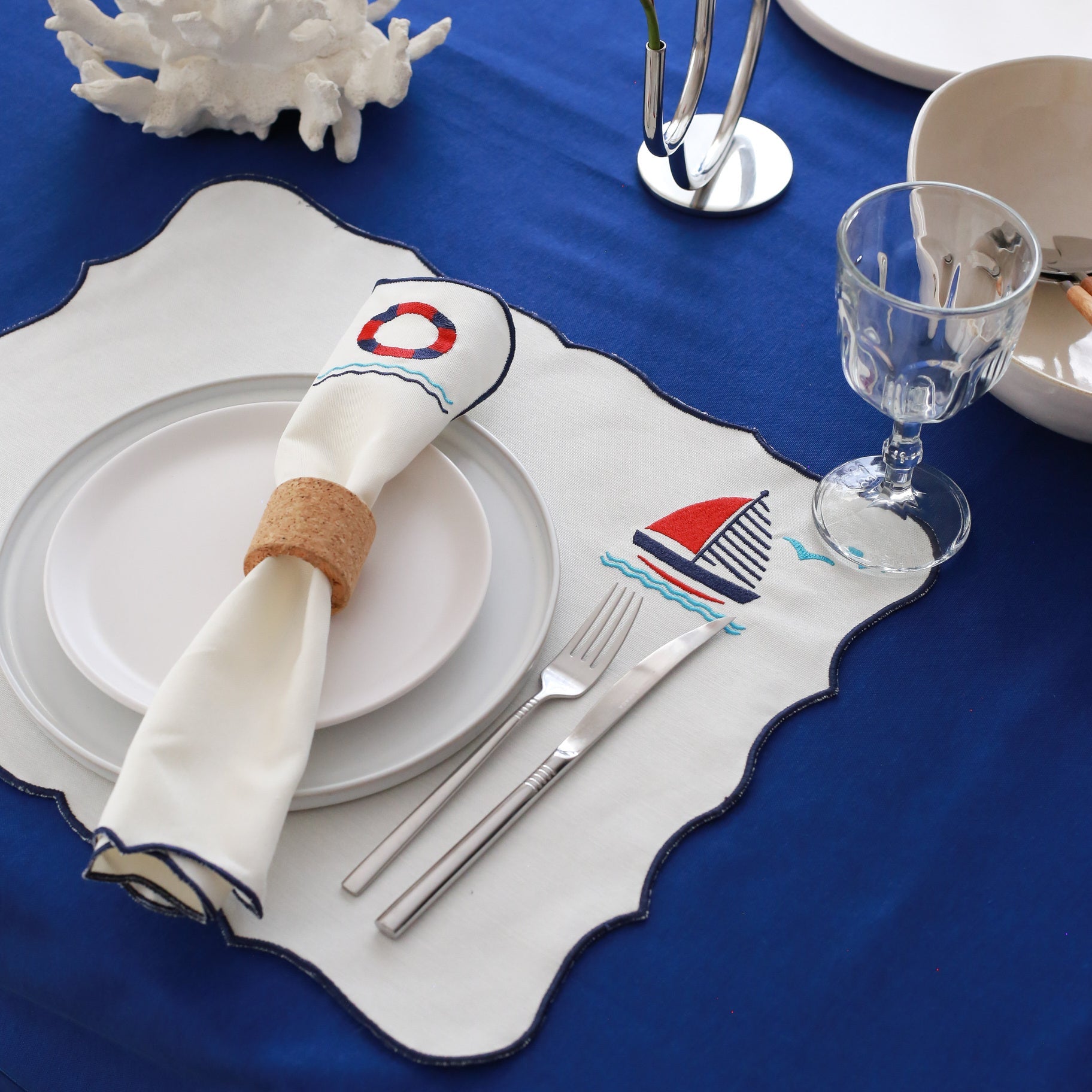 KM Home Collection-2'li Set Navigare Pamuk Amerikan Servis-Sunum Aksesuarları-4-Milagron.com