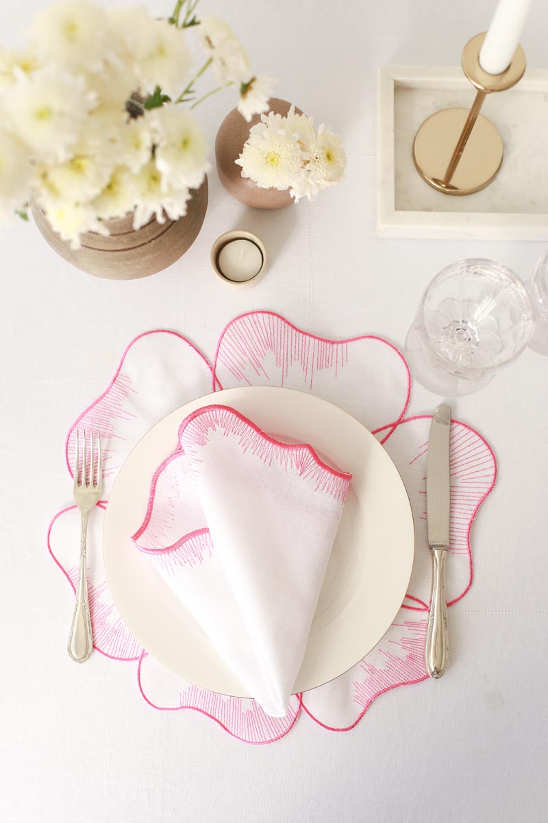 KM Home Collection-2'li Set Pembe Çiçek Temalı Amerikan Servis-Sunum Aksesuarları-3-Milagron.com