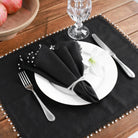 KM Home Collection-2'li Set Siyah İnci Işlemeli Keten Peçete-Peçete-1-Milagron.com