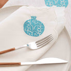 KM Home Collection-2'li Set Turkuvaz Nar İşlemeli Keten Peçete-Peçete-3-Milagron.com