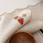 KM Home Collection-2'li Set Üzüm İşlemeli Keten Peçete-Peçete-3-Milagron.com