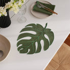 KM Home Collection-2'li Set Yeşil Yaprak Desenli Amerikan Servis-Sunum Aksesuarları-1-Milagron.com