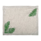 KM Home Collection-2'li Set Yeşil Yaprak İşlemeli Amerikan Servis-Sunum Aksesuarları-1-Milagron.com