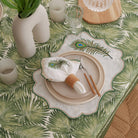 KM Home Collection-2'li Set Yeşil Yaprak İşlemeli Keten Amerikan Servis-Sunum Aksesuarları-2-Milagron.com