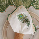 KM Home Collection-2'li Set Yeşil Yaprak İşlemeli Keten Peçete-Peçete-5-Milagron.com