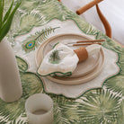 KM Home Collection-2'li Set Yeşil Yaprak İşlemeli Keten Peçete-Peçete-9-Milagron.com