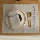 KM Home Collection-2’li Set Zincir İşlemeli Taş Rengi Peçete-Sunum Aksesuarları-2-Milagron.com