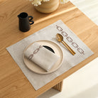 KM Home Collection-2’li Set Zincir İşlemeli Taş Rengi Peçete-Sunum Aksesuarları-3-Milagron.com