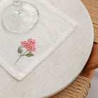 KM Home Collection-4'lü Set Pembe çiçek El İşlemeli Kokteyl Peçete-Peçete-2-Milagron.com