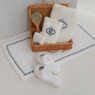 KM Home Collection-Lacivert Desen İşlemeli Pamuk Ayak Havlusu-Havlu & Peştamal-2-Milagron.com