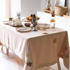 KM Home Collection-Yaprak İşlemeli Pamuk Masa Örtüsü-Masa Örtüleri-2-Milagron.com