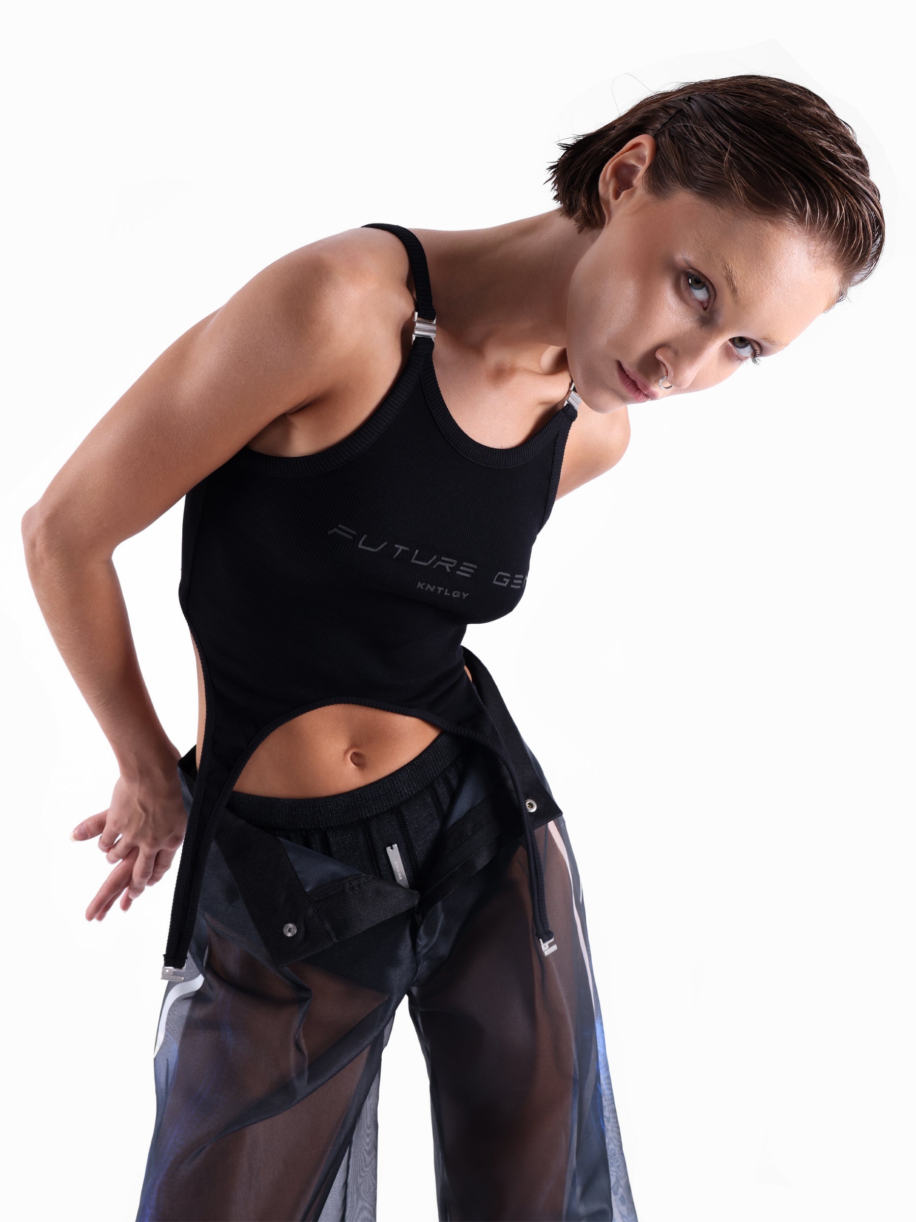 Kntlgy Black Halter Neck T-Shirt