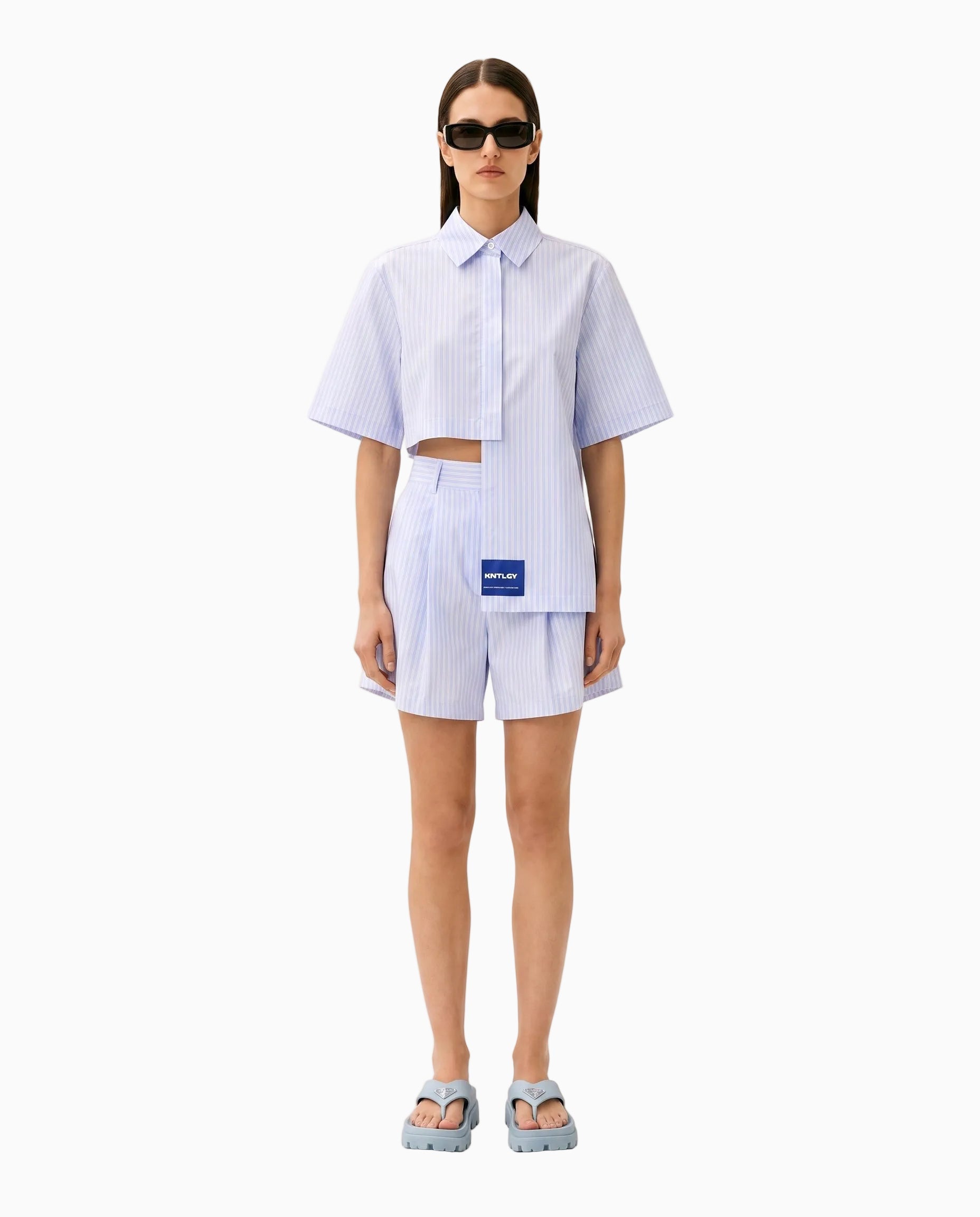 KNTLGY-Kntlgy Intersectional Crop Shirt-Gömlek-2-Milagron.com