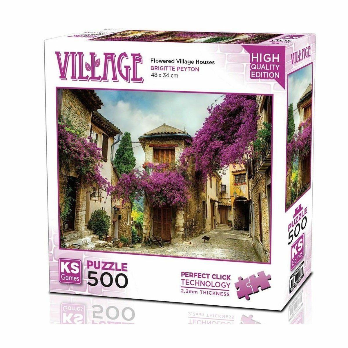 KS Puzzle-20062 Flowered Village Houses 500 Parça Puzzle-Puzzle-1-Milagron.com