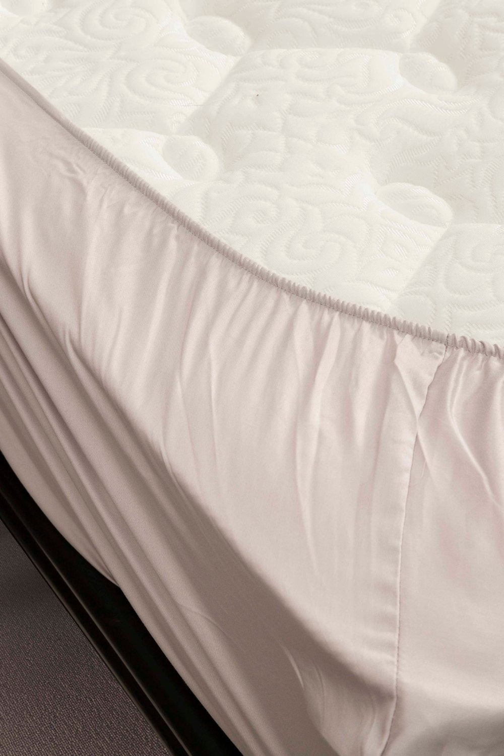 Kaay-Kaay Pamuk Saten Yastık Kılıfı Dahil Lastikli Çarşaf Seti 120x200 Tek Kişilik Taş-Nevresim Takımı-2-Milagron.com