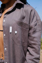 Kahshan-Nala Gri Oversize Gömlek-Gömlek-4-Milagron.com