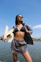 Kahshan-Nala Gri Şort-Şort-1-Milagron.com