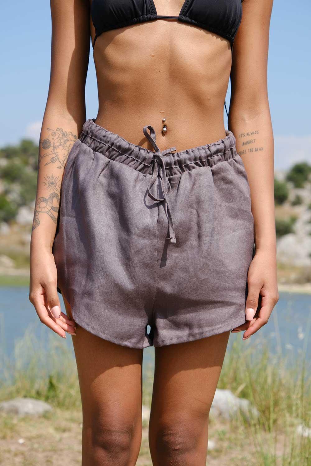 Kahshan-Nala Gri Şort-Şort-2-Milagron.com