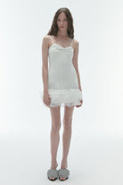 Karrla-Vera V Neck Mini Dress With Organza Ruffles-Elbise-1-Milagron.com