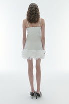 Karrla-Vera V Neck Mini Dress With Organza Ruffles-Elbise-3-Milagron.com