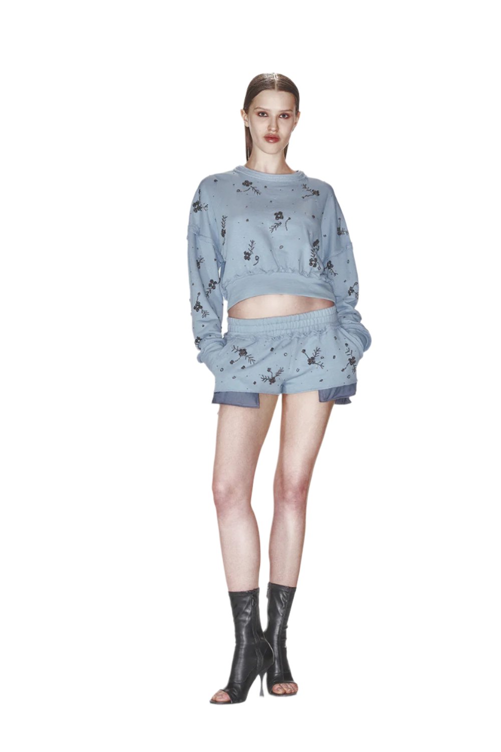 Khéla The Label-Lovestruck Embellished Sweatshirt In Indigo-Sweatshirts & Hoodies-1-Milagron.com