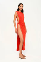 Khéla The Label-Showstopper Dress In Coral-Elbise-2-Milagron.com