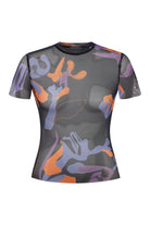 Khéla The Label-Tainted Flower Half Sleeve Mesh Top In Black-Top-1-Milagron.com