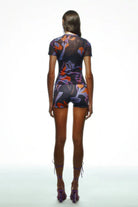 Khéla The Label-Tainted Flower Half Sleeve Mesh Top In Orange-Top-2-Milagron.com