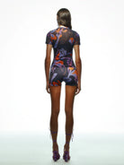 Khéla The Label-Tainted Flower Half Sleeve Mesh Top In Orange-Top-2-Milagron.com
