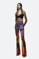 Khéla The Label-Tainted Flower Mesh Pants In Orange-Pantolon-2-Milagron.com