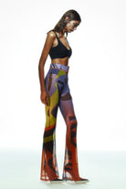 Khéla The Label-Tainted Flower Mesh Pants In Orange-Pantolon-3-Milagron.com