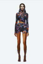 Khéla The Label-Tainted Flower Mesh Top In Black-Top-2-Milagron.com