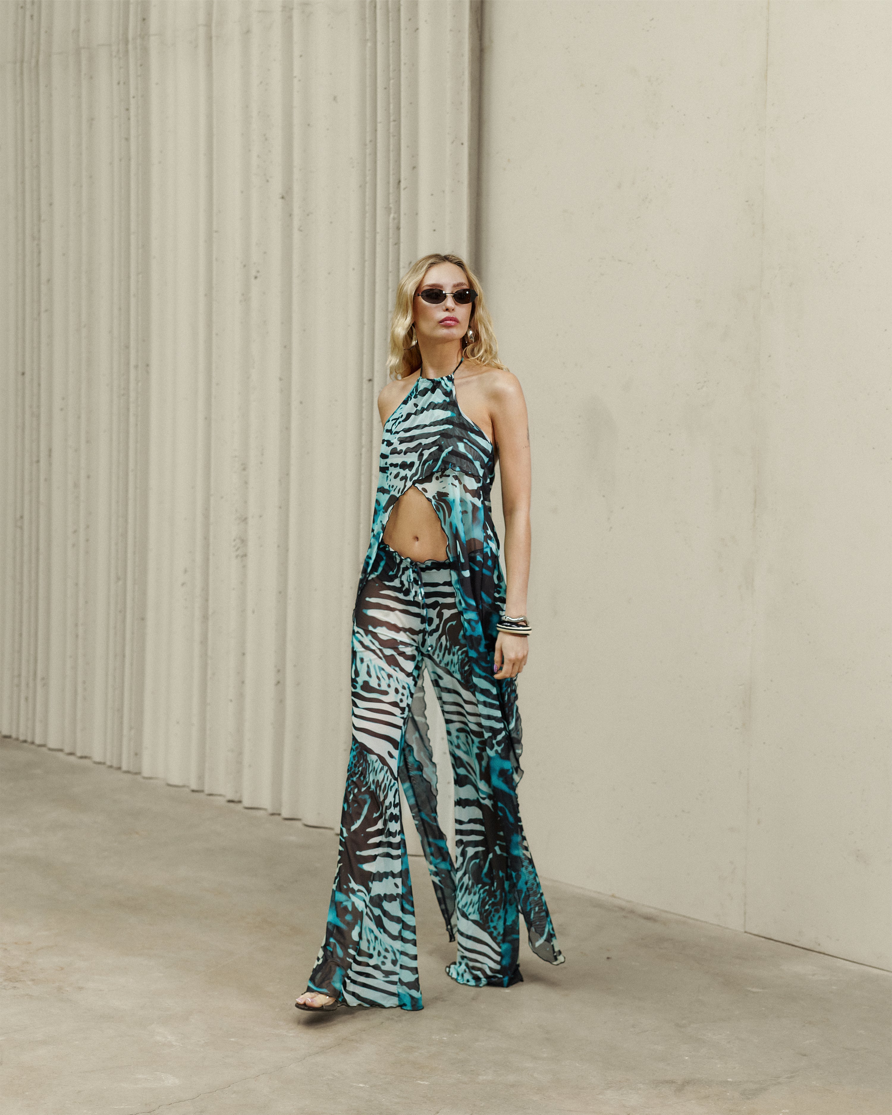 Who Is She Pants In Green Animal Print