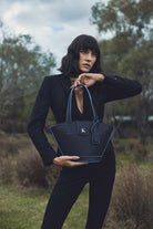 Khilios-Marla Tote Siyah Deri El /omuz Çantası-Omuz Çantası-2-Milagron.com