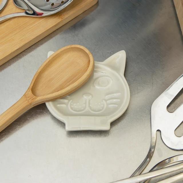 Kikkerland-Kikkerland Cat Spoon Rest Seramik Kedi Kaşıklık-Mutfak Aksesuarları-3-Milagron.com