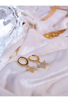 Kimolos-925 Ayar Gümüş Zirkon Taşlı Gold Renk Yıldız Küpe-Küpe-2-Milagron.com