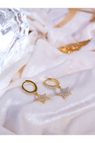 Kimolos-925 Ayar Gümüş Zirkon Taşlı Gold Renk Yıldız Küpe-Küpe-4-Milagron.com