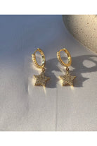 Kimolos-925 Ayar Gümüş Zirkon Taşlı Gold Renk Yıldız Küpe-Küpe-6-Milagron.com